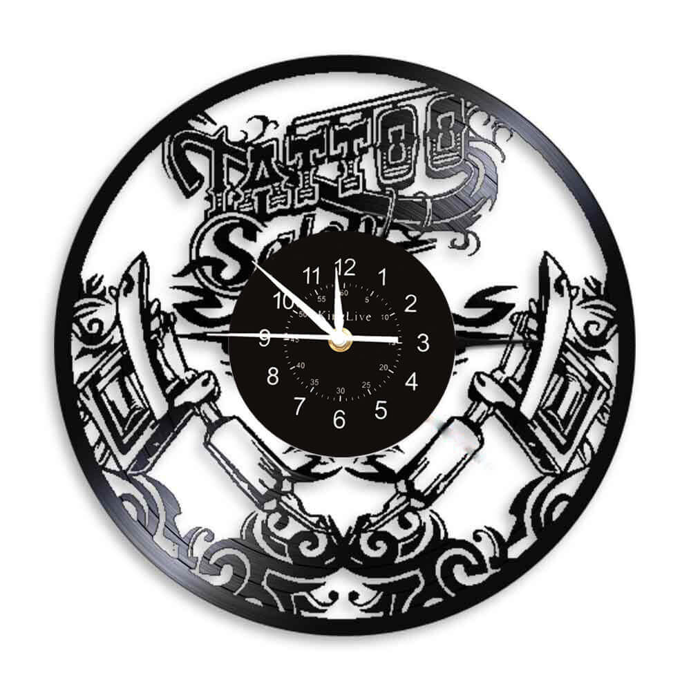 Tattoo Studio Black Vinyl Record Wall Clock