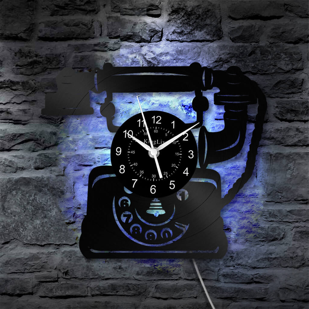 LED Vinyl Wall Clock | Telephone | 12'' | 0288WPB