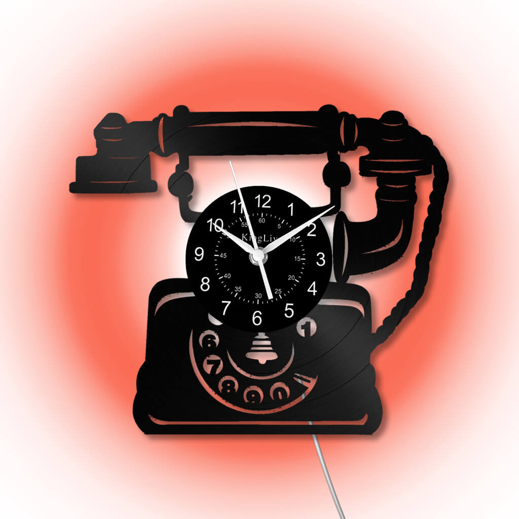 LED Vinyl Wall Clock | Telephone | 12'' | 0288WPB