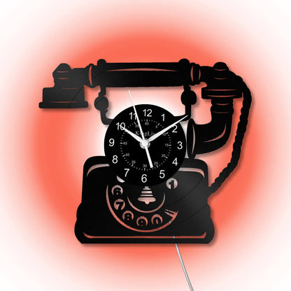 LED Vinyl Wall Clock | Telephone | 12'' | 0288WPB