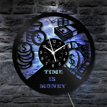 LED Vinyl Wall Clock | Time is Money | 12'' | 0270WPB