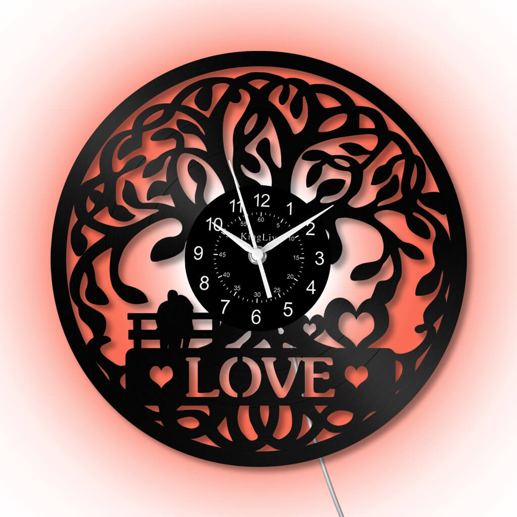 LED Vinyl Wall Clock | Tree of Love | 12'' | 0305WPB