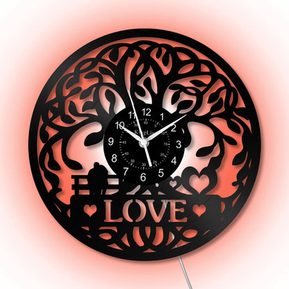 LED Vinyl Wall Clock | Tree of Love | 12'' | 0305WPB