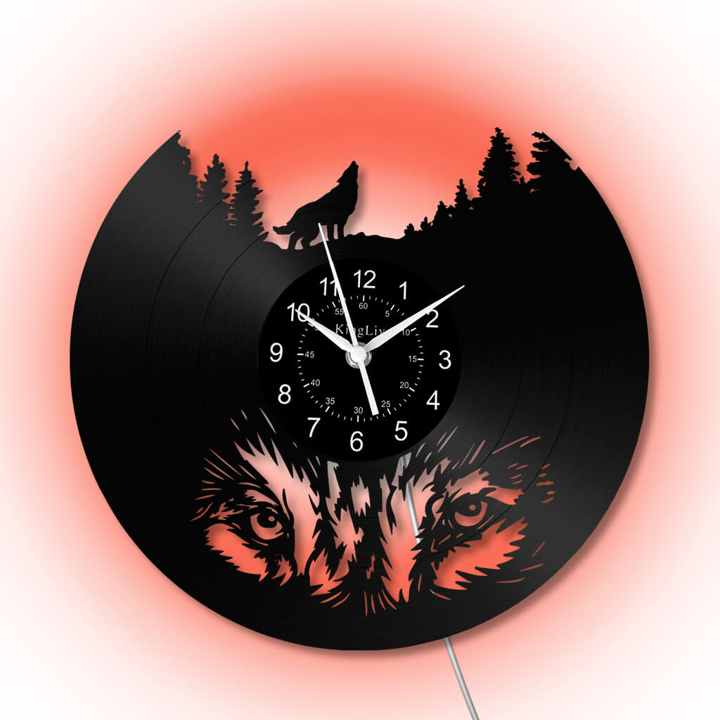 LED Vinyl Wall Clock | Wolf | 0309WPB
