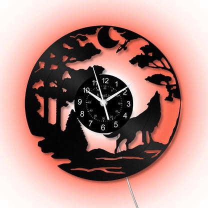 LED Vinyl Wall Clock | Wolf | 0056WPB