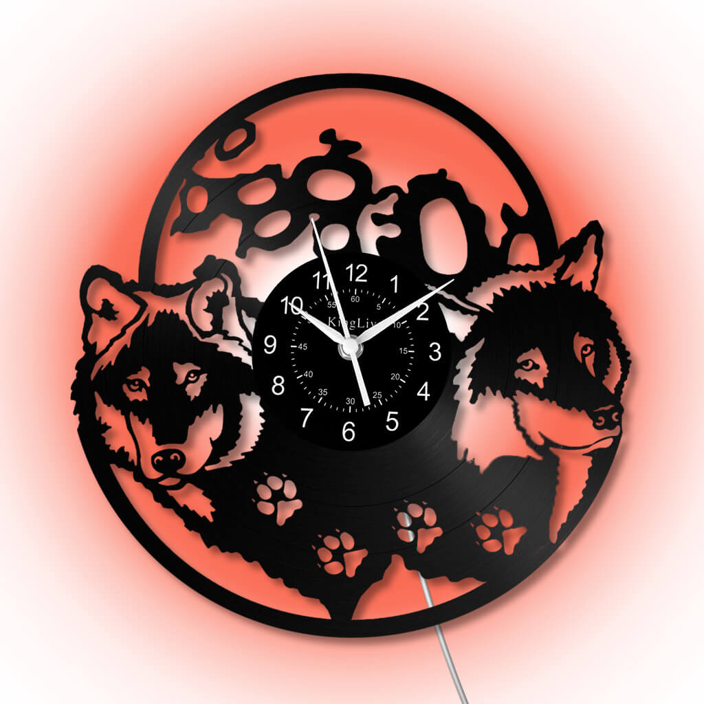 LED Vinyl Wall Clock | Wolf | 12'' | 0153WPB