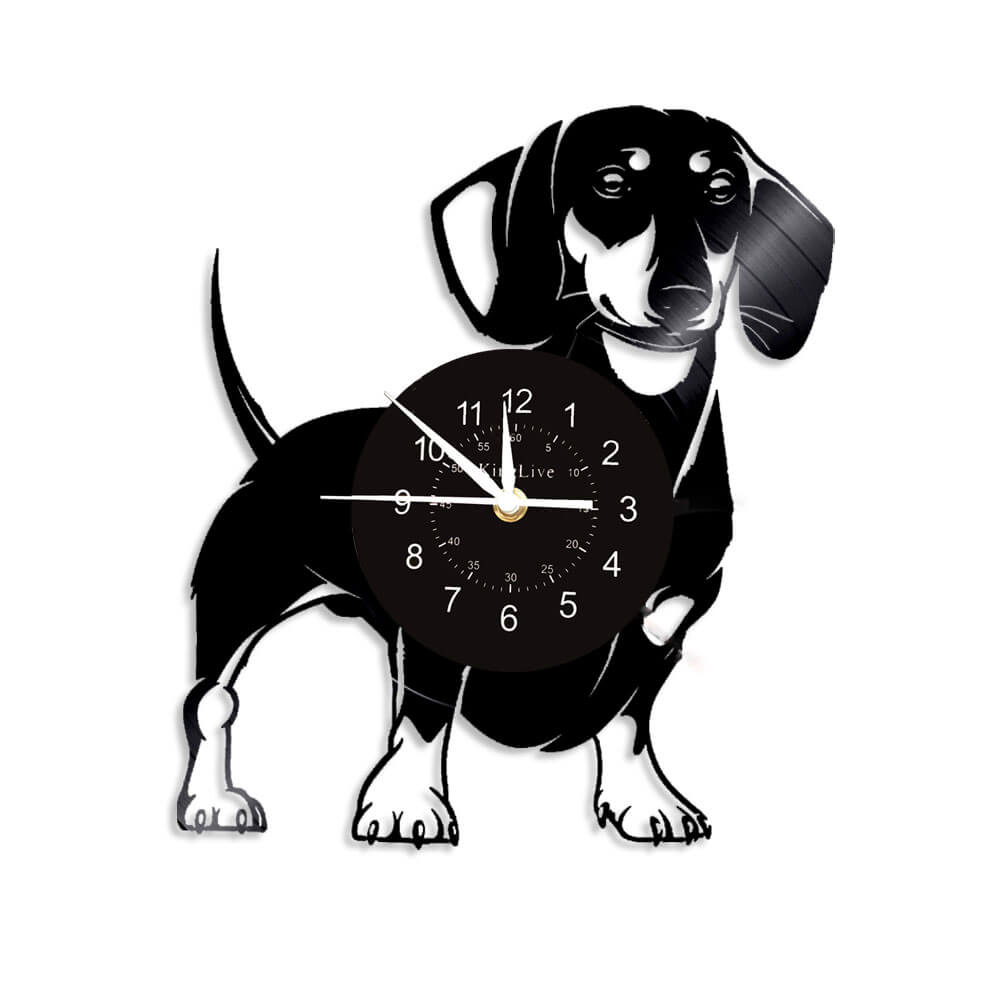 Dog Black Vinyl Record Wall Clock