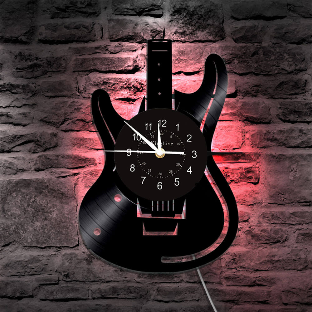 Guitar Led Vinyl Record Wall Clock