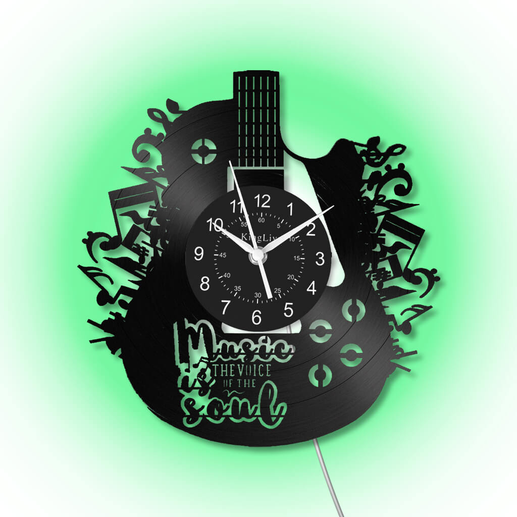 Guitar Led Vinyl Record Wall Clock