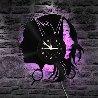 Hair Salon Barbershop Led Vinyl Record Wall Clock