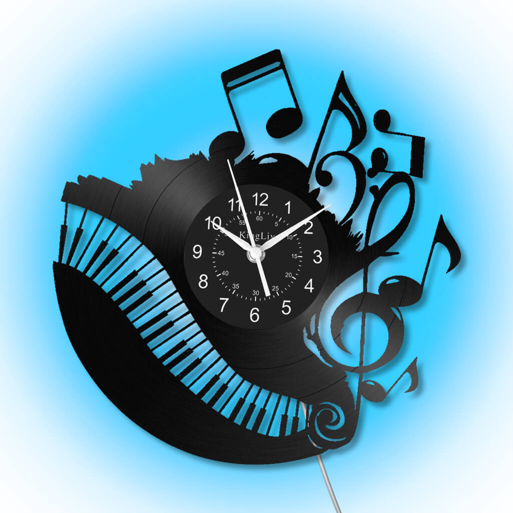 Music Piano Led Vinyl Record Wall Clock