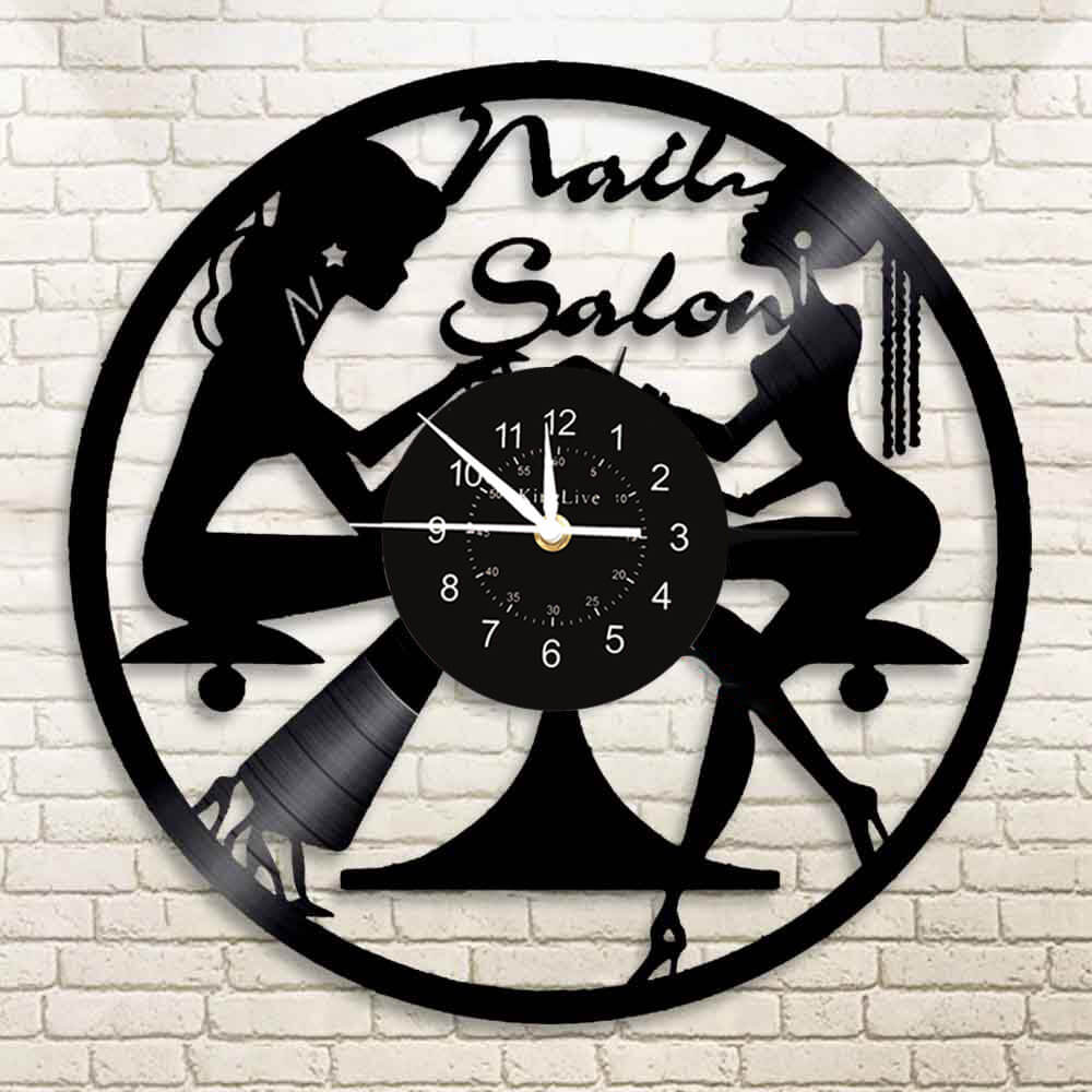 Nail Salon Beauty Led Vinyl Record Clock