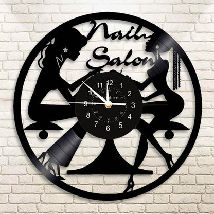 Nail Salon Beauty Led Vinyl Record Clock