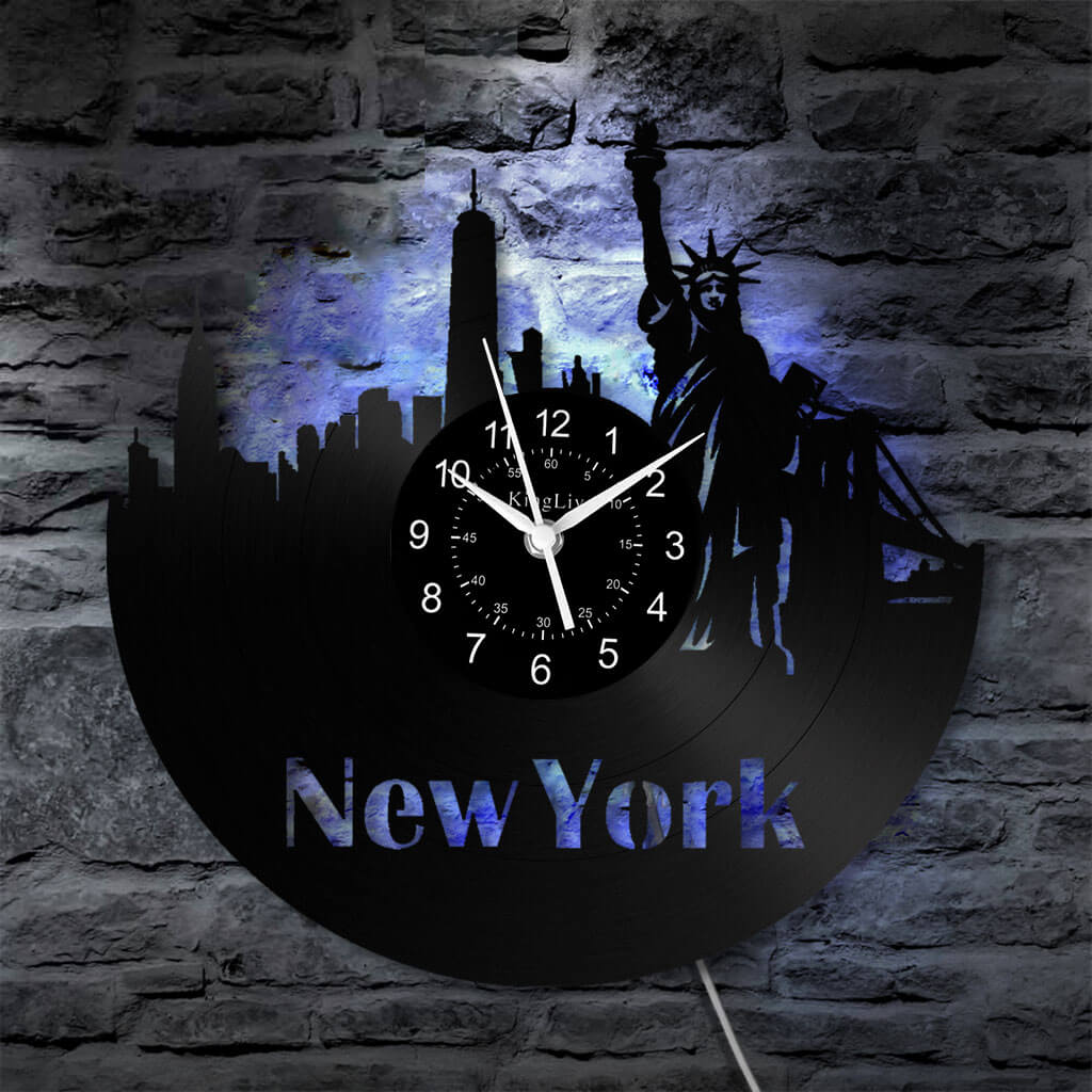 LED Vinyl Wall Clock | New York | 0205WPBN