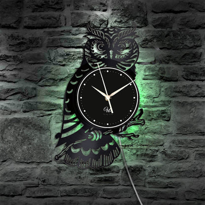 Owl Led Vinyl Record Wall Clock