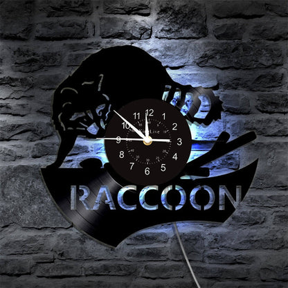 Raccoon Dog Fox Led Vinyl Record Wall Clock