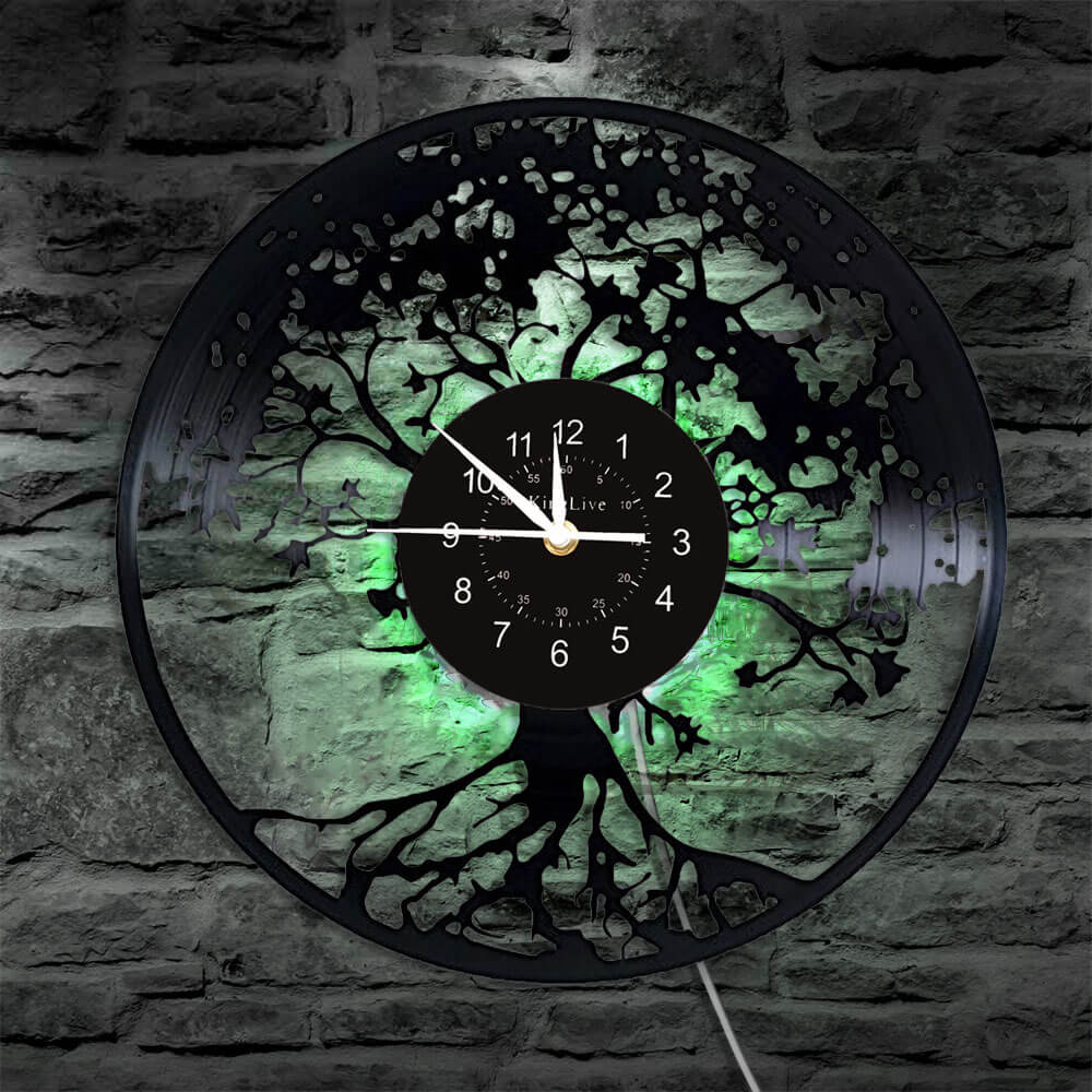 Tree Led Vinyl Record Wall Clock