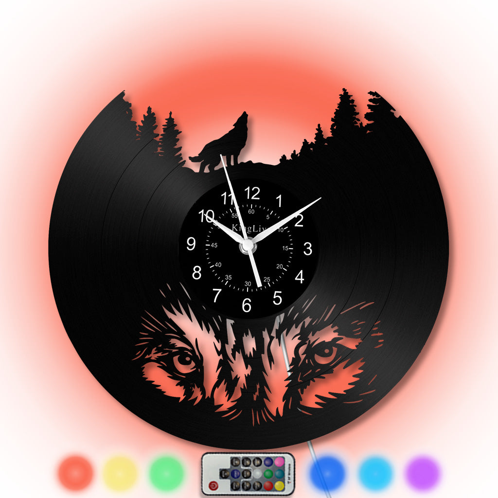 LED Vinyl Wall Clock | Wolf