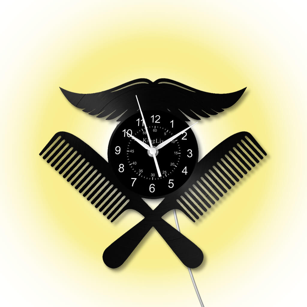 LED Vinyl Wall Clock | Barbershop | 12'' | 0227WPB