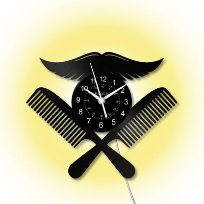 LED Vinyl Wall Clock | Barbershop | 12'' | 0227WPB