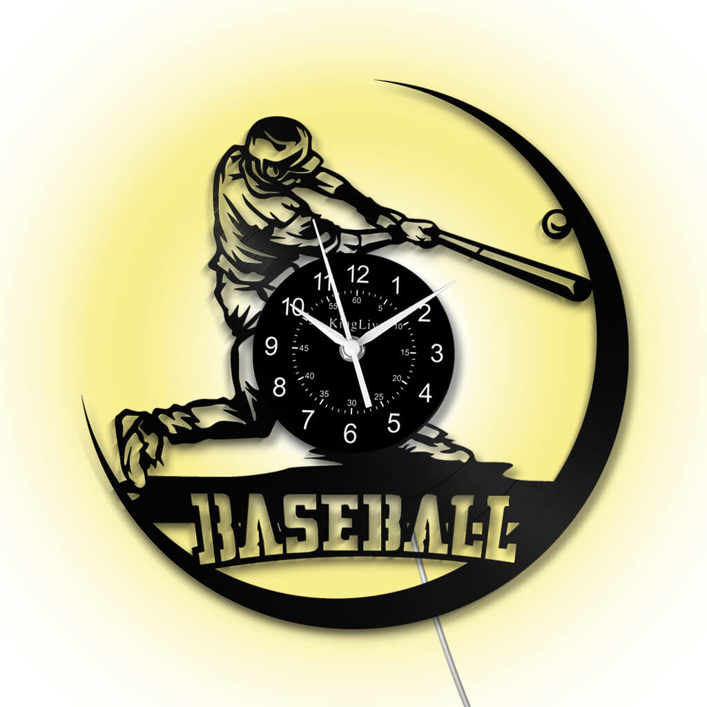 LED Vinyl Wall Clock | Baseball | 12'' | 0223WPB