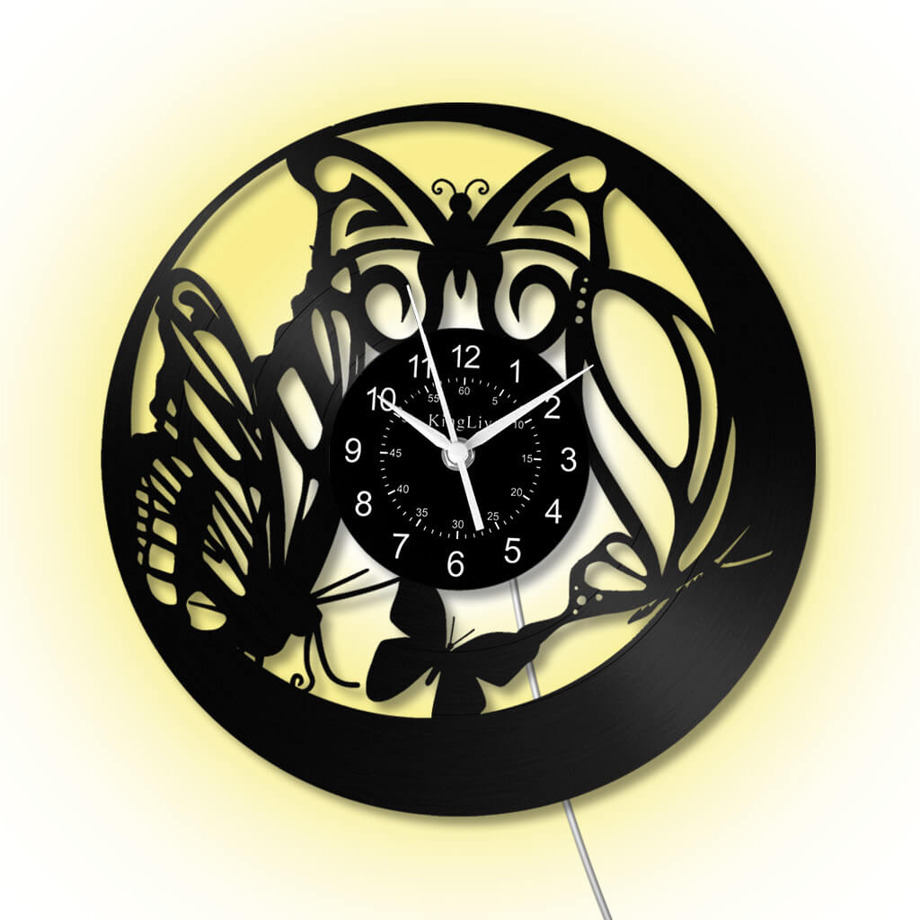 LED Vinyl Wall Clock | Butterfly | 12'' | 0249WPB
