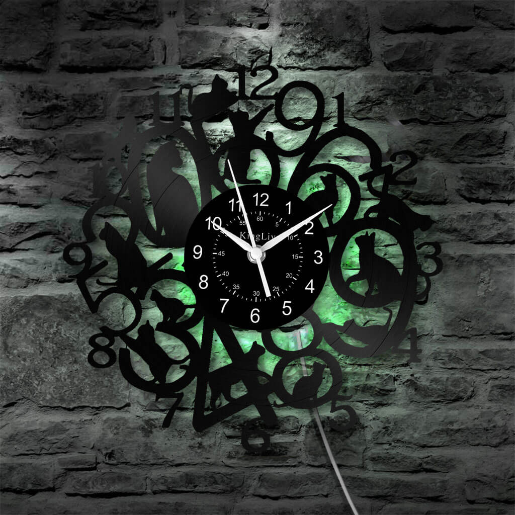 Vinyl Wall Clock | Cats | 12'' | 0281WPB