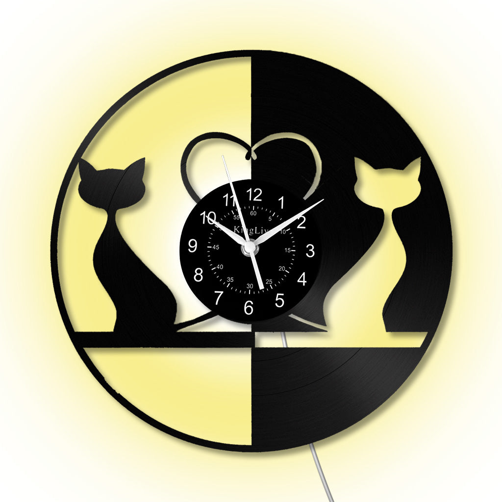 LED Vinyl Wall Clock | Cat | 12'' | 0170WPB