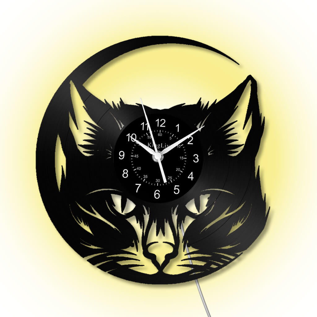 LED Vinyl Wall Clock | Cat | 12'' | 0138WPB