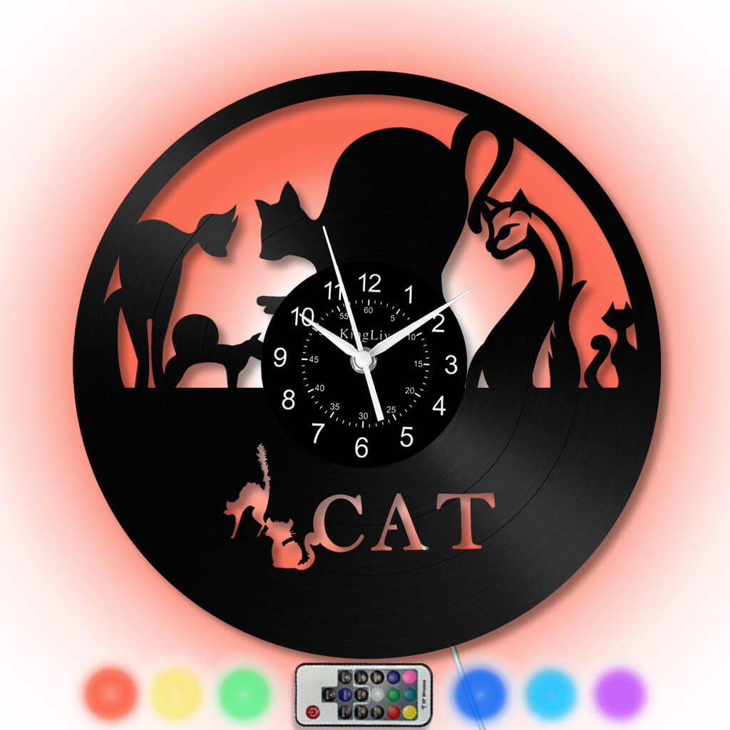 Vinyl Wall Clock | Cat | 12''