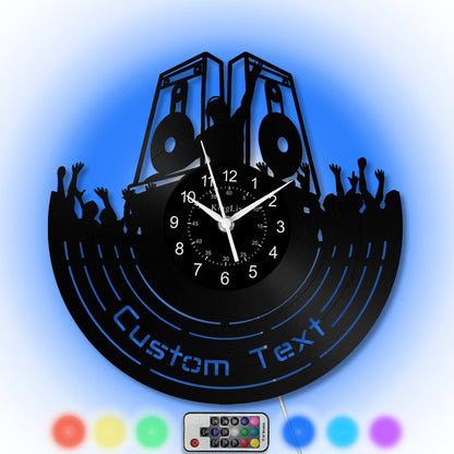LED Vinyl Wall Clock | Custom DJ Name | 12''