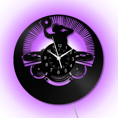 LED Vinyl Wall Clock | Custom DJ Name | 12''