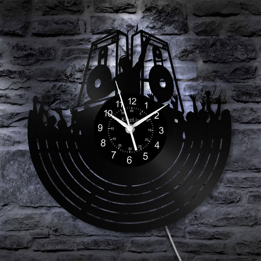 LED Vinyl Wall Clock | Custom DJ Name | 12''