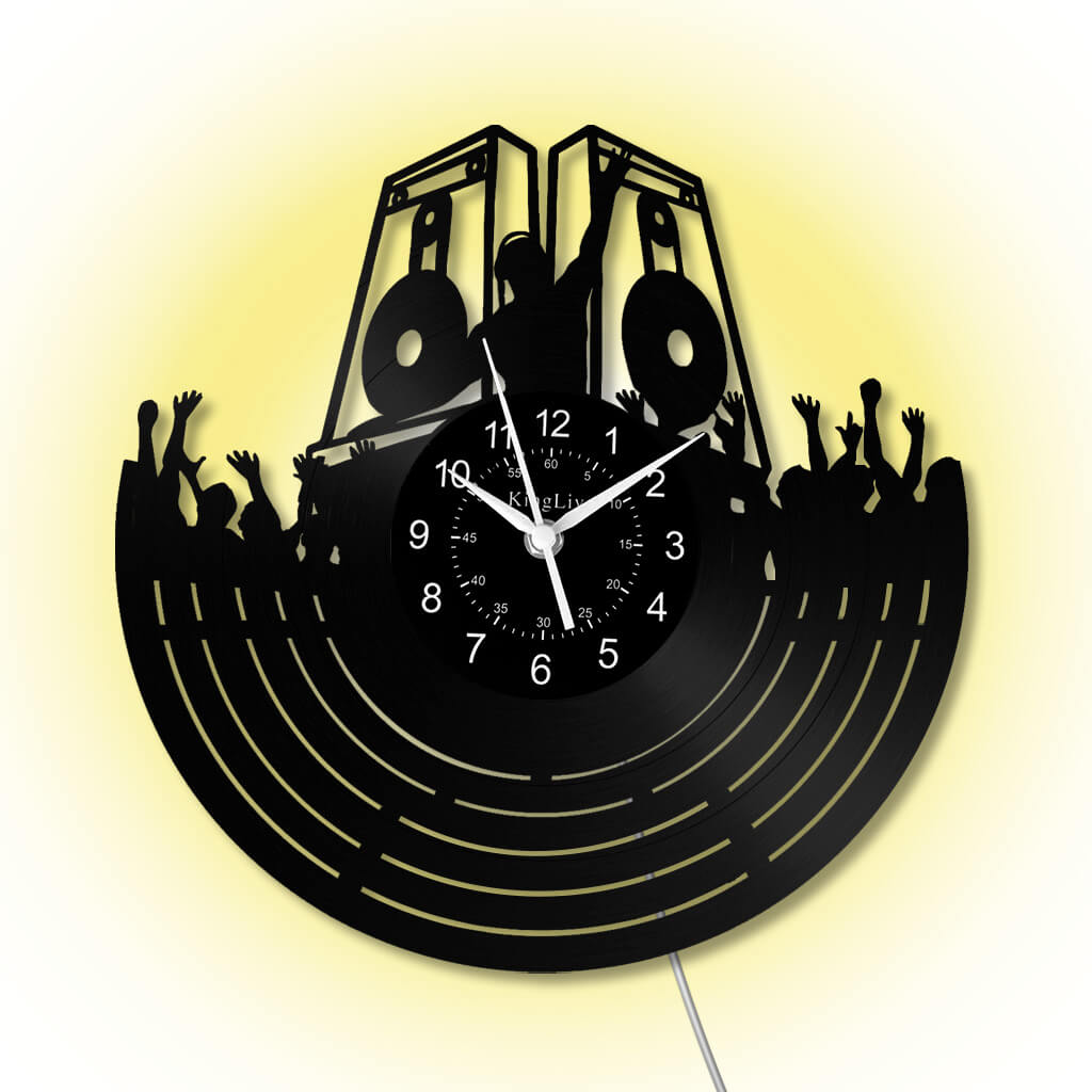 LED Vinyl Wall Clock | Custom DJ Name | 12'' | 0243WPB
