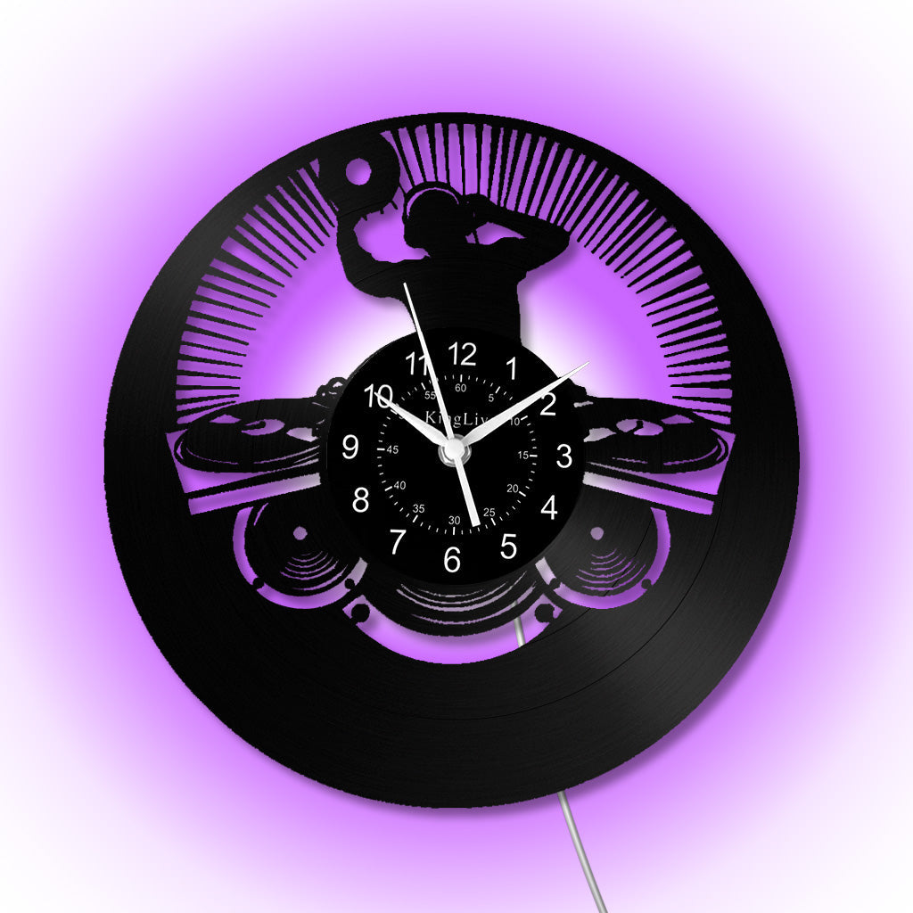 LED Vinyl Wall Clock | Custom DJ Name | 12''