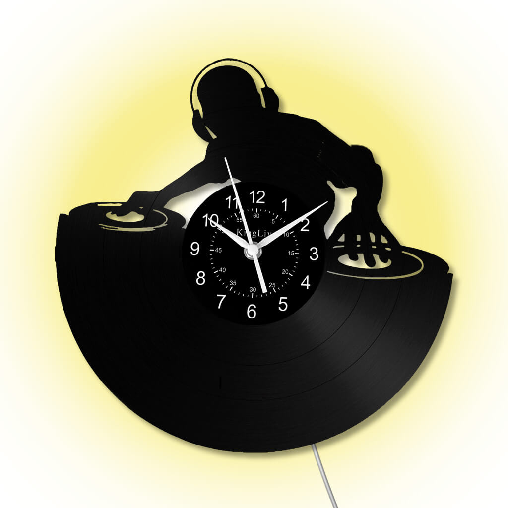 LED Vinyl Wall Clock | Custom DJ Name | 12''