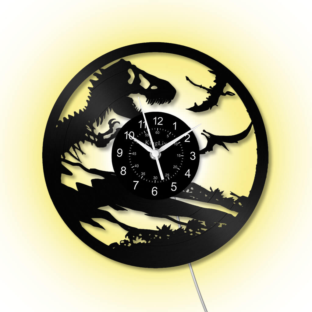 LED Vinyl Wall Clock | Dinosaur | 12'' | 0158WPB