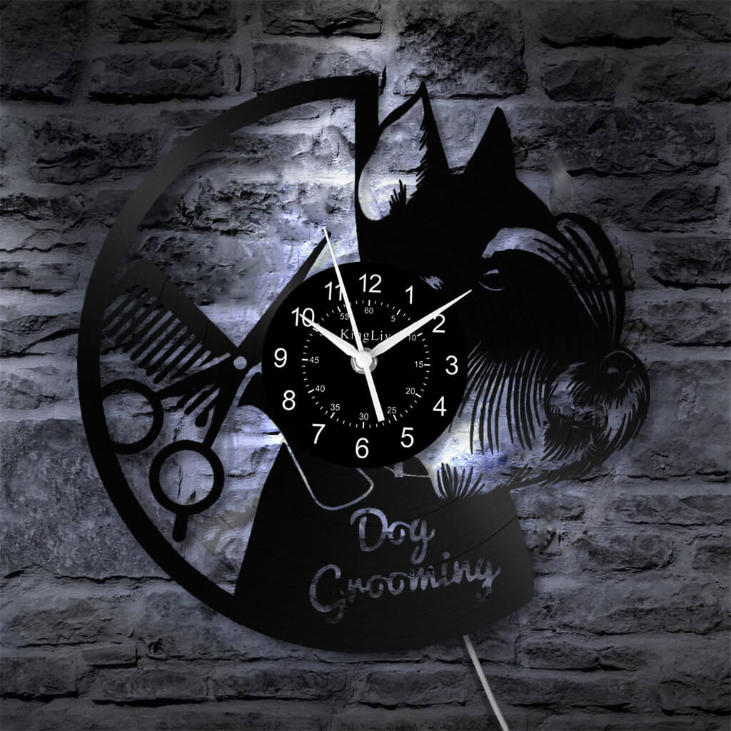 LED Vinyl Wall Clock | Dog Grooming | 12'' | 0177WPB