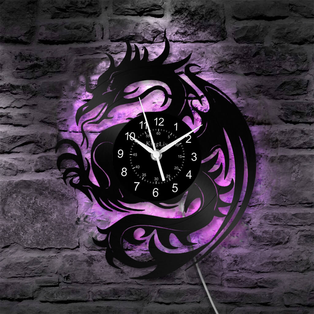 LED Vinyl Wall Clock | Dragon | 12''