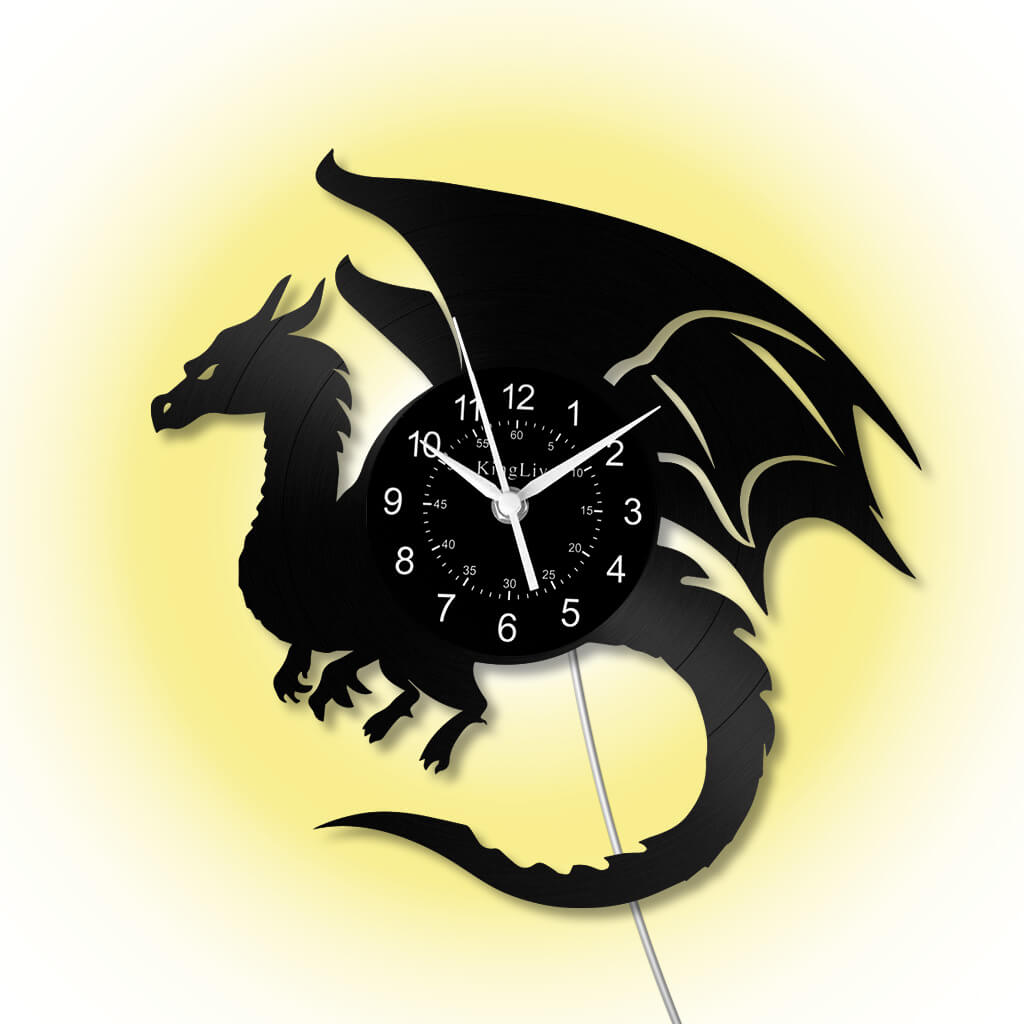 LED Vinyl Wall Clock | Dragon | 12''