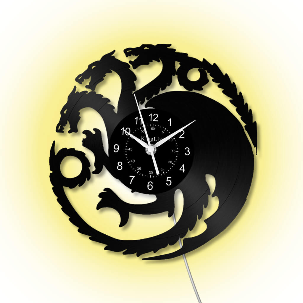 LED Vinyl Wall Clock | Dragon | 12''