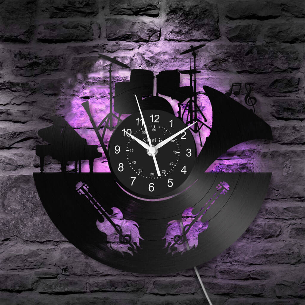 Band Music LED Vinyl Record Wall Clock 12''