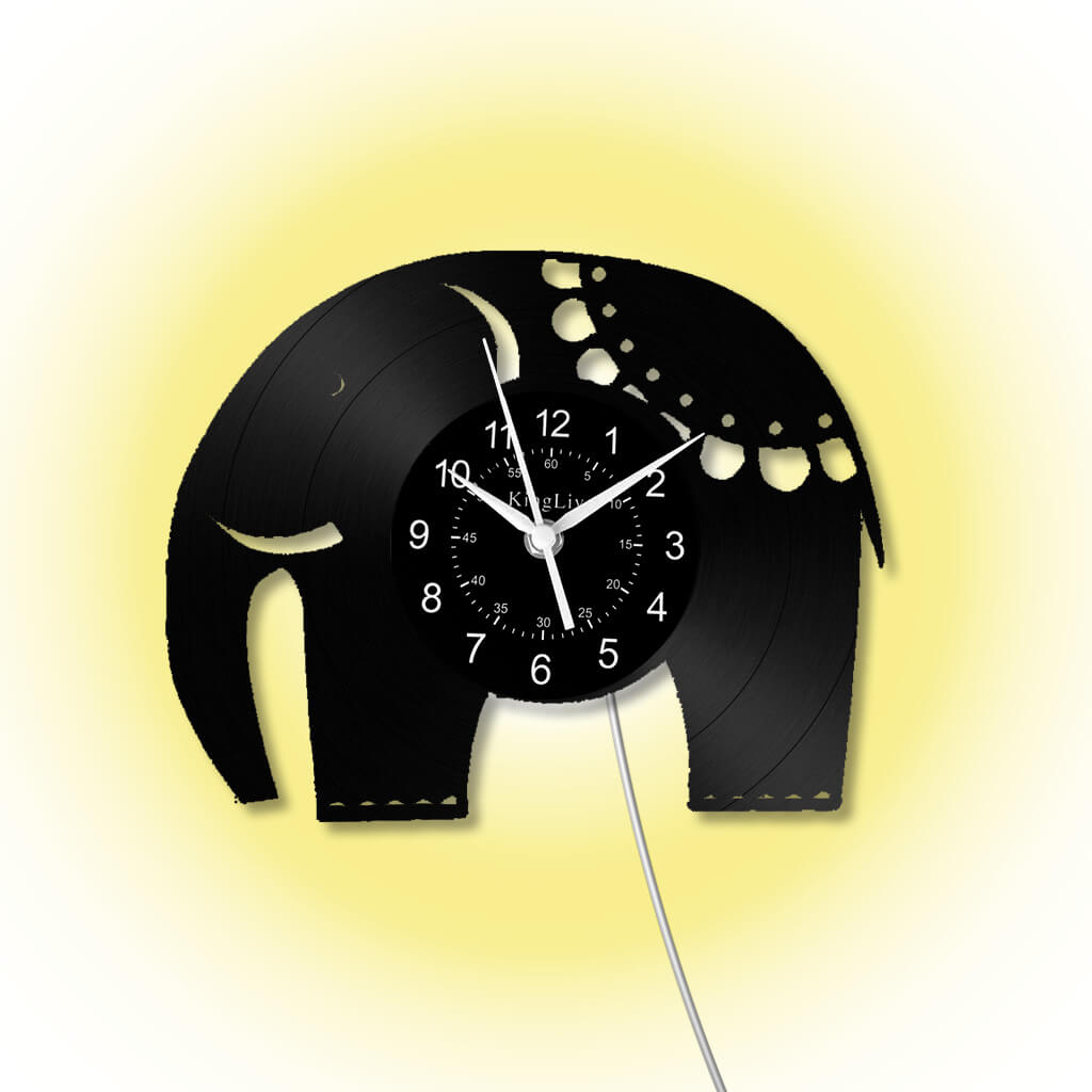 LED Vinyl Wall Clock | Elephant | 12'' | 0201WPB