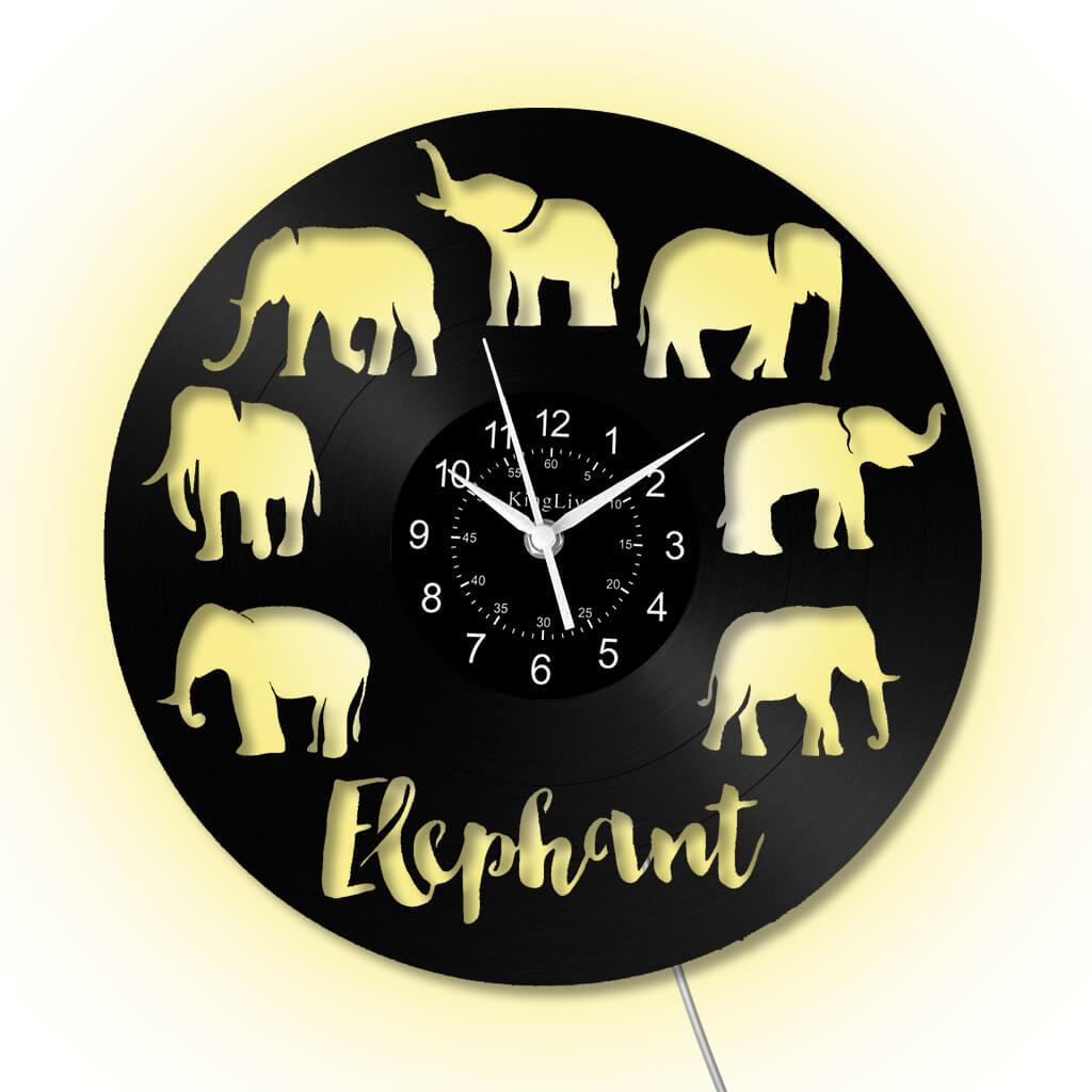 LED Vinyl Wall Clock | Elephant | 12''