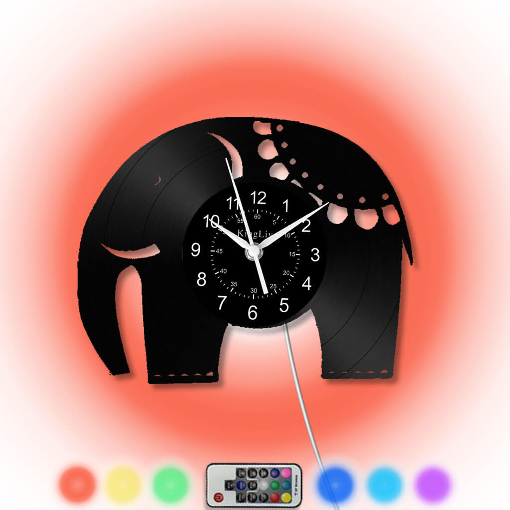 LED Vinyl Wall Clock | Elephant | 12''