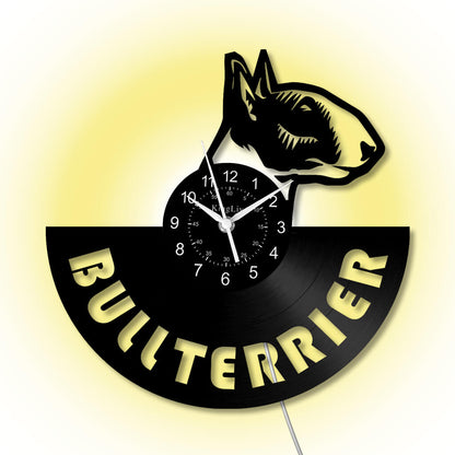LED Vinyl Wall Clock | Bull Terrier Dog | 12'' | 0236WPB