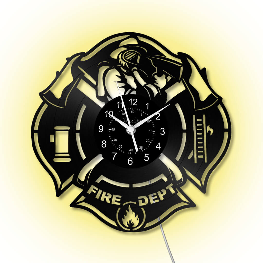 LED Vinyl Wall Clock | Fire Department | 12'' | 0302WPB