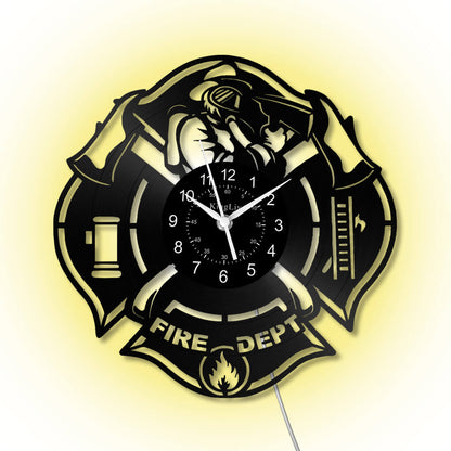 LED Vinyl Wall Clock | Fire Department | 12'' | 0302WPB