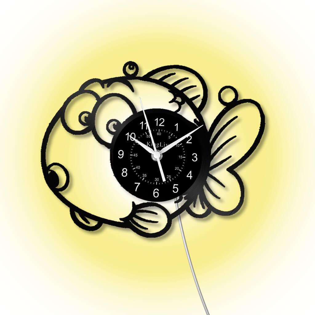 LED Vinyl Wall Clock | Fish | 12'' | 0190WPB
