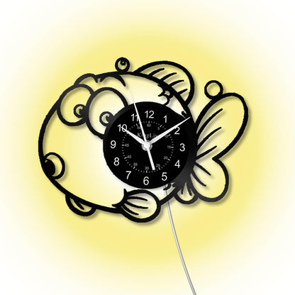 LED Vinyl Wall Clock | Fish | 12'' | 0190WPB